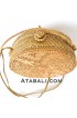 Ata round bag flower pattern with rattan strap